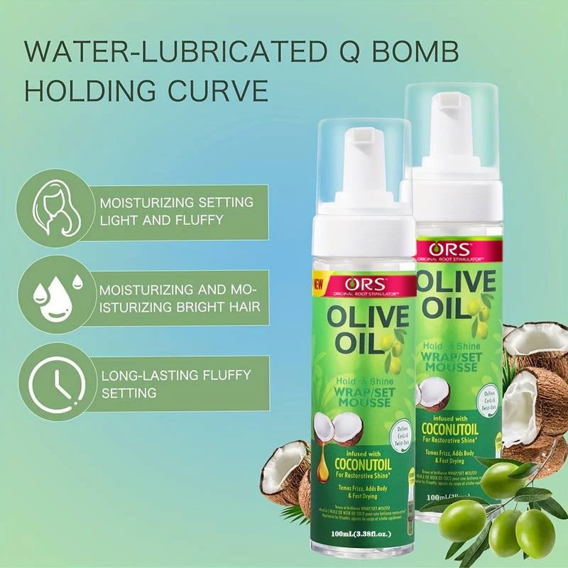 Curly Hair Mousse For Wigs Strong Hold Olive Oil Hair Styling Mousse Anti-Frizz Hair Foam Mousse For Styling Hair Women Men image 3