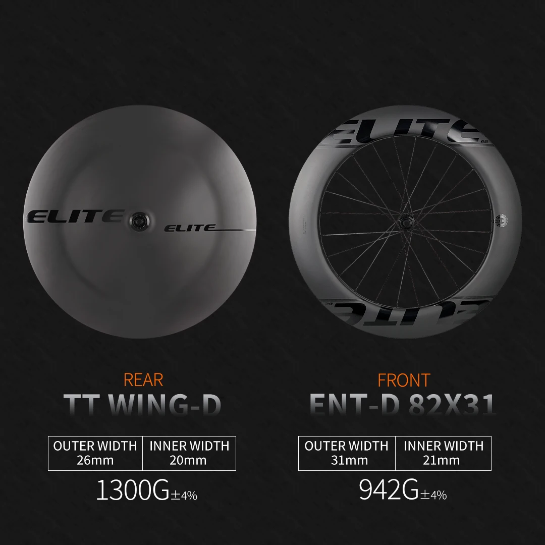 ELITEWHEELS 700C عجلة قرصية كربون شكل ايرو UD ماتي عجلات واسعة الفاصلة أنبوبي أنبوبي دراجة الترياتلون TT-Wing #4