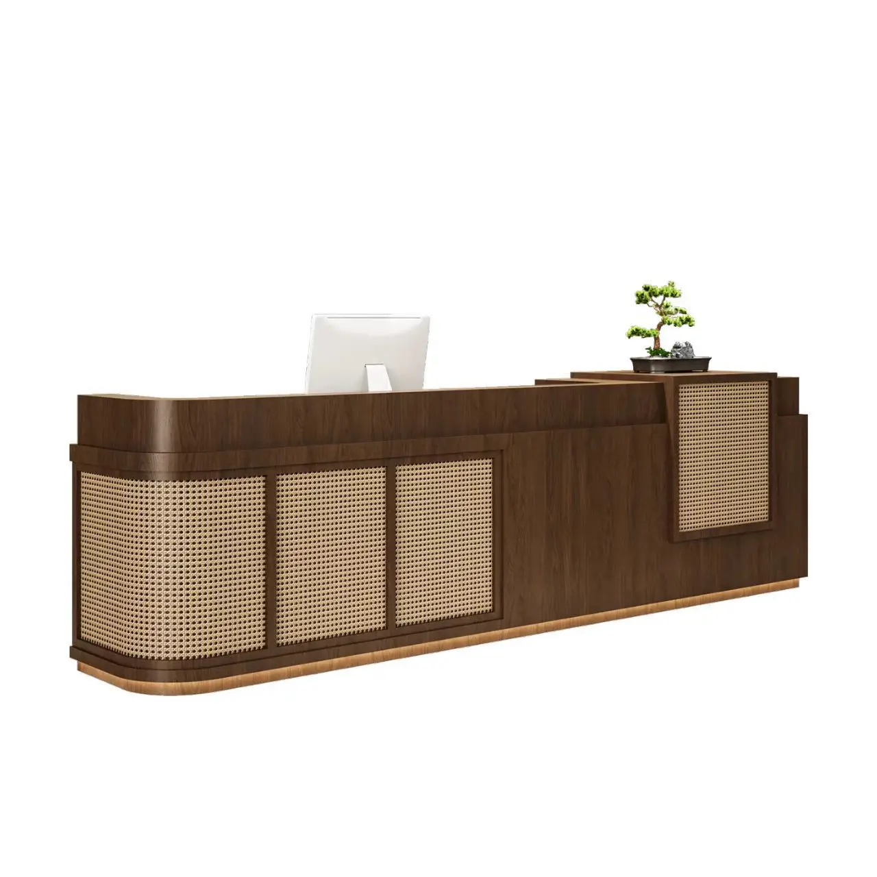 Cashier, front , homestay clothing store, bar counter, minimalist restaurant service desk, rattan weaving front desk