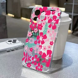 Pink Flower Soft Silicone Phone Case For Samsung Galaxy S25 Ultra S24 Plus S23 FE S22 S21 A16 A15 A35 A34 A33 A55 A54 A53 Cover