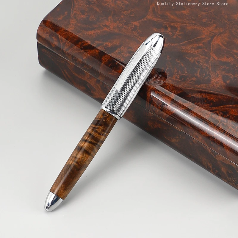 

2026 Giant Redwood Luxury Rollerball Pen 0.5mm Black Stationery Wood Gel Pens High Quality Business Office Gift Box