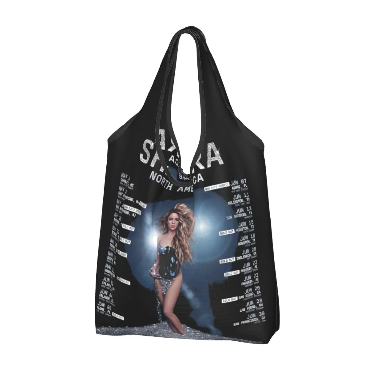 Large Reusable Shakira Albums LAS MUJERES Ya No Lloran Grocery Bags Recycle Foldable Tour Shopping Eco Bag Washable With Pouch