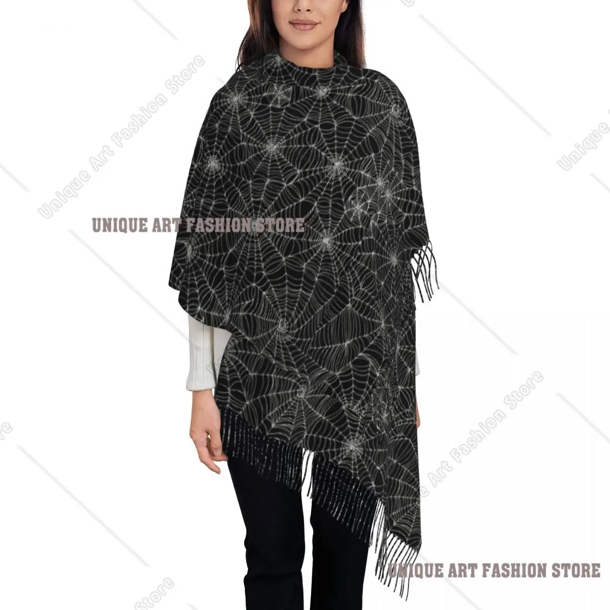 Custom Print Spider Web Pattern Scarf Men Women Winter Warm Scarves Shawls Wraps