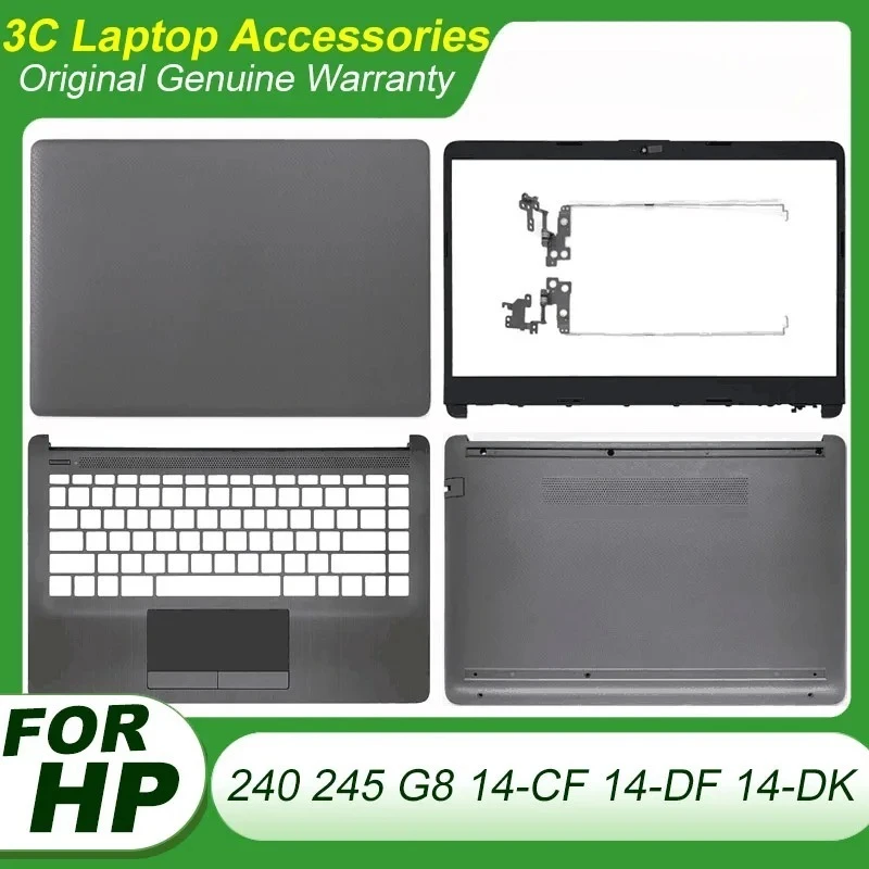 Novo para hp 240 g8 245 g8 14-cf 14-df 14-dk 14-dp 14s-cr 14s-cf portátil lcd capa traseira moldura frontal dobradiça palmrest caso inferior cinza