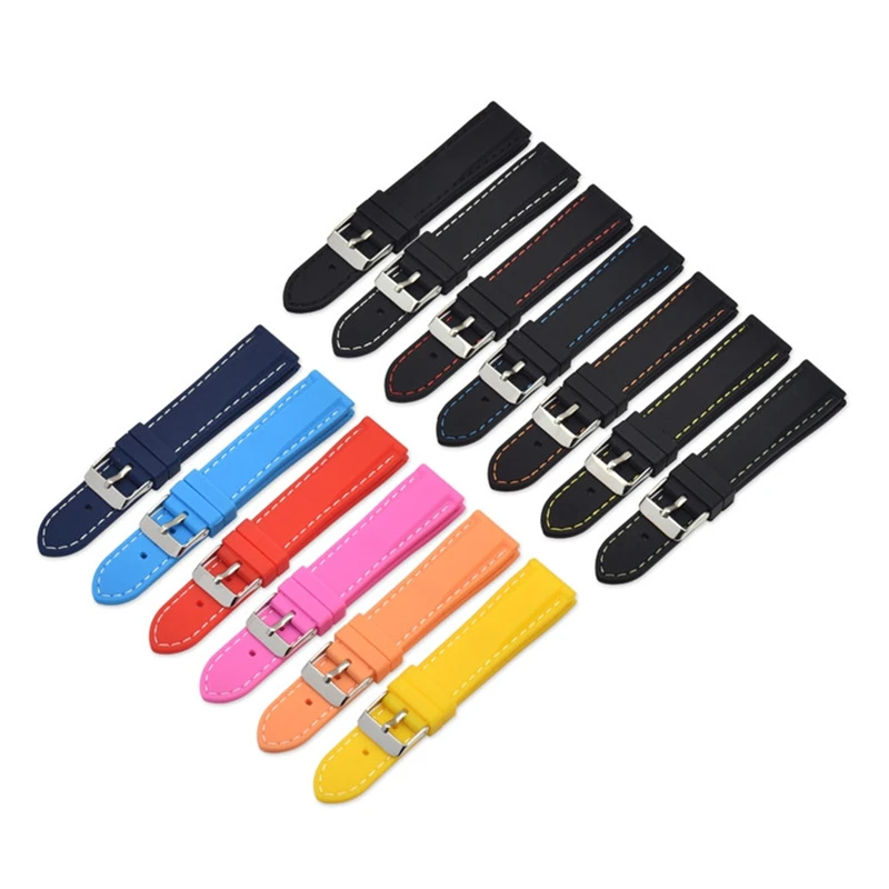 Silicone Rubber Watch Band Universal Waterproof Sport Strap for Casio Seiko Citizen Bracelet Watchband 16mm 18mm 20mm 22mm 24mm