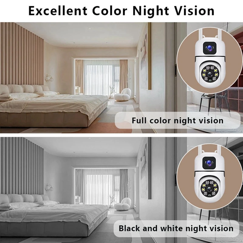 HD Smart Surveillance Camera Indoor HD Dual-Lens Dual-Screen Linkage Surveillance Camera 360° Rotation Two-Way Voice