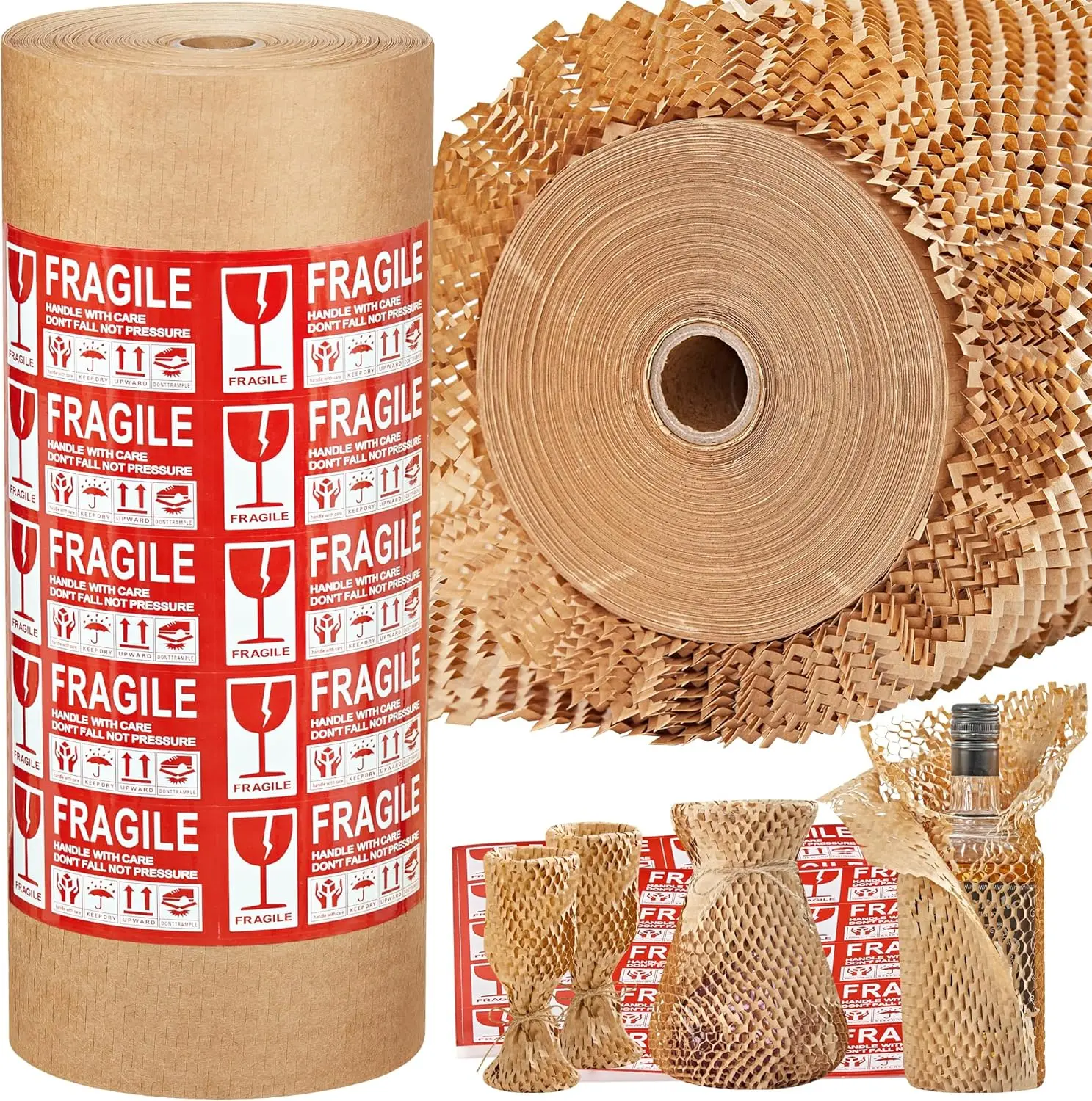 

Упаковочная бумага с сотовой структурой, 15 * 400 футов, для упаковки/перевозки/переезда, перерабатываемая, сотовая структура