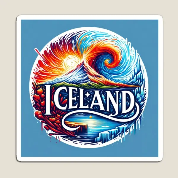Iceland Land Of Fire And Ice  Magnet Magnetic Stickers Kids Home for Fridge Organizer Decor Toy Colorful Children Funny  Baby