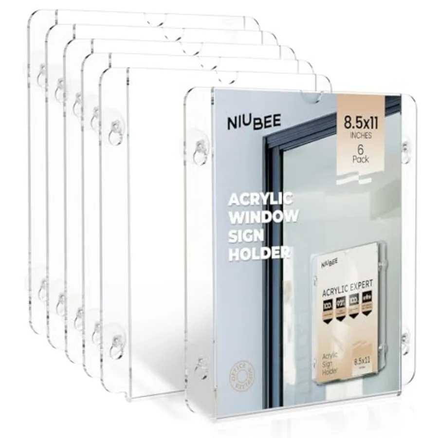 

Acrylic Window Sign Holder with Suction Cups 8.5 X 11, Clear Acrylic Frames Glass Door Mount, Displaying Flyers, Notices and Me