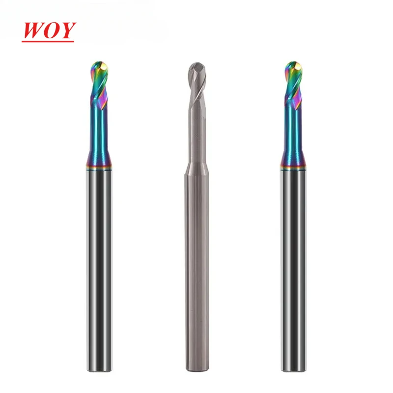 

WOY Tungsten Steel Carbide HRC55/60 2-Flute Ball End Mill For Aluminum CNC Mechanical Processing Deep Groove Milling