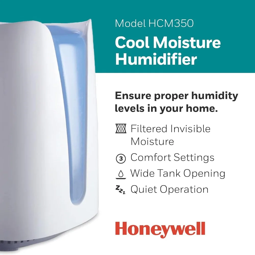 Humidifier, Medium Room, 1 Gallon Tank, White – Invisible Moisture Humidifier for Baby, Kids, Adult Bedrooms