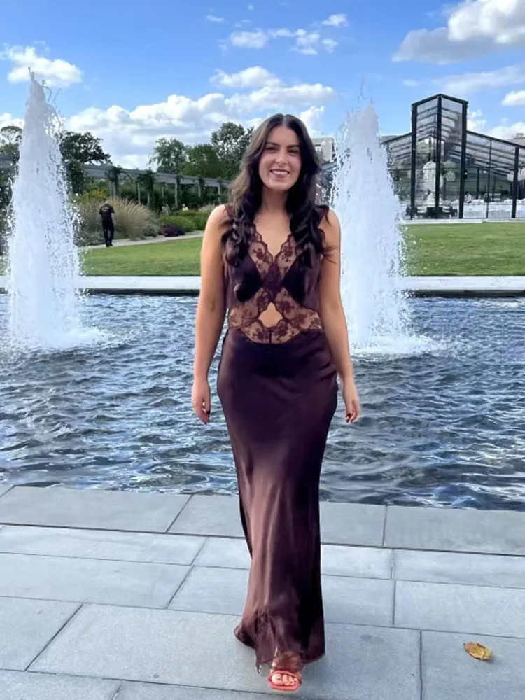 女性用レーストリムホルターネック100%シルク19m/mスリップマキシドレスカスタムサイズ