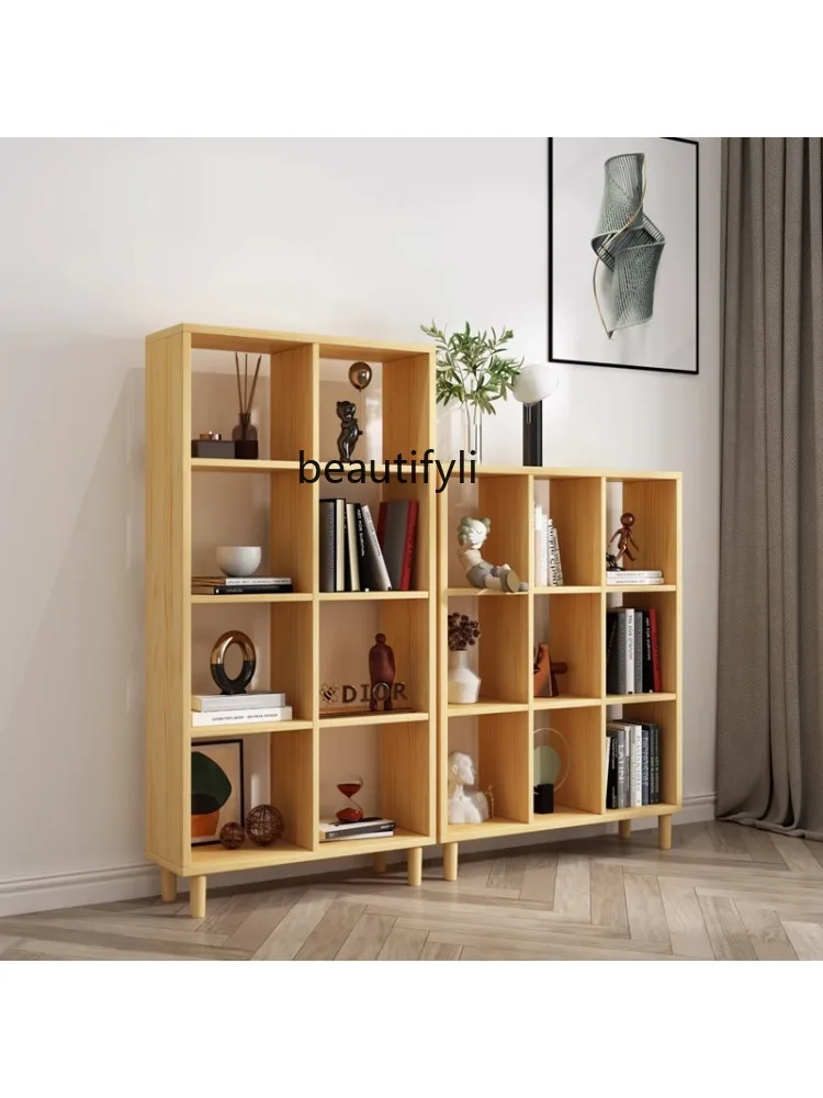 Solid Wood Integrated Bookshelf Bookcase Home Living Room Bedroom Reading Shelf Floor Multi-Layer Storage Rack furniture