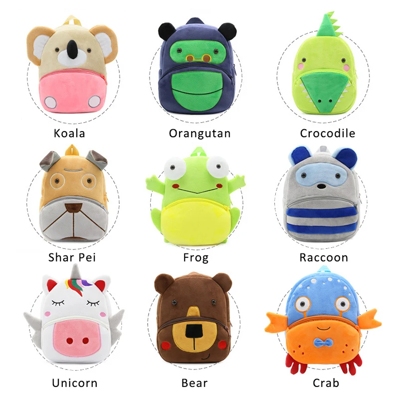 Kids Backpacks Anime School Bags 3D Kids Cartoon Koalas Plush Backpack Panda Kindergarten Boys Girls Childrens Backpack Book Bag