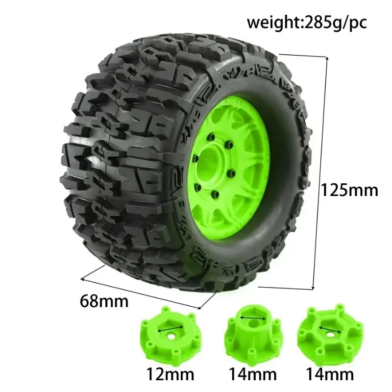 

4Pcs RC Truck Wheel Tires 12mm/14mm Hex Rc Truck Tires for 1/10 Rustler Hoss Arrm a Granite Vorteks Axial Losi Redcat 4WD