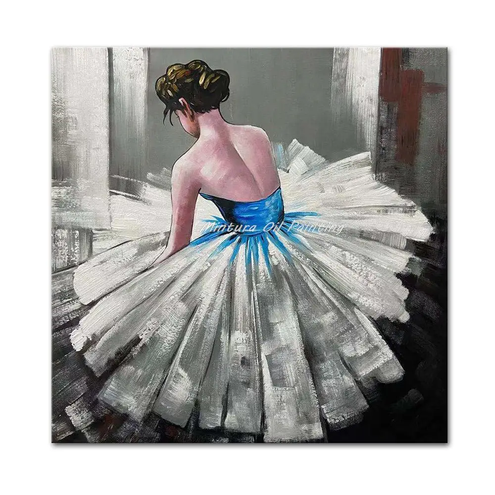 Mintura,Wall Arts Pictures for Living Room Oil Paintings on Canvas,Hand-Painted Grace Dancer Girl's Back Home Decor Wall Hanging