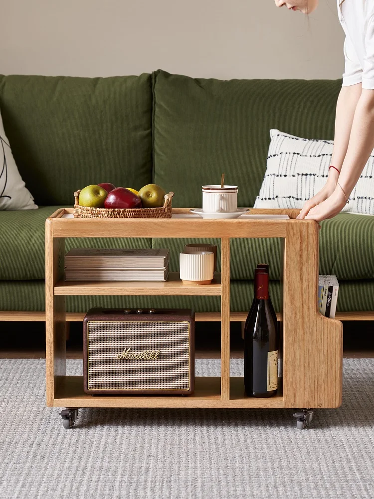 Nordic Simple Modern Solid Oak Wood Living Room Furniture Sofa Side Cabinet Corner Table
