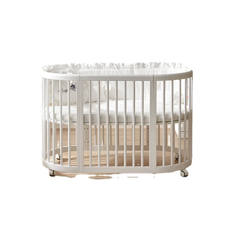 Yy Baby-Lit de princesse multifonctionnel en bois massif, lit rond mobile importé, CPull