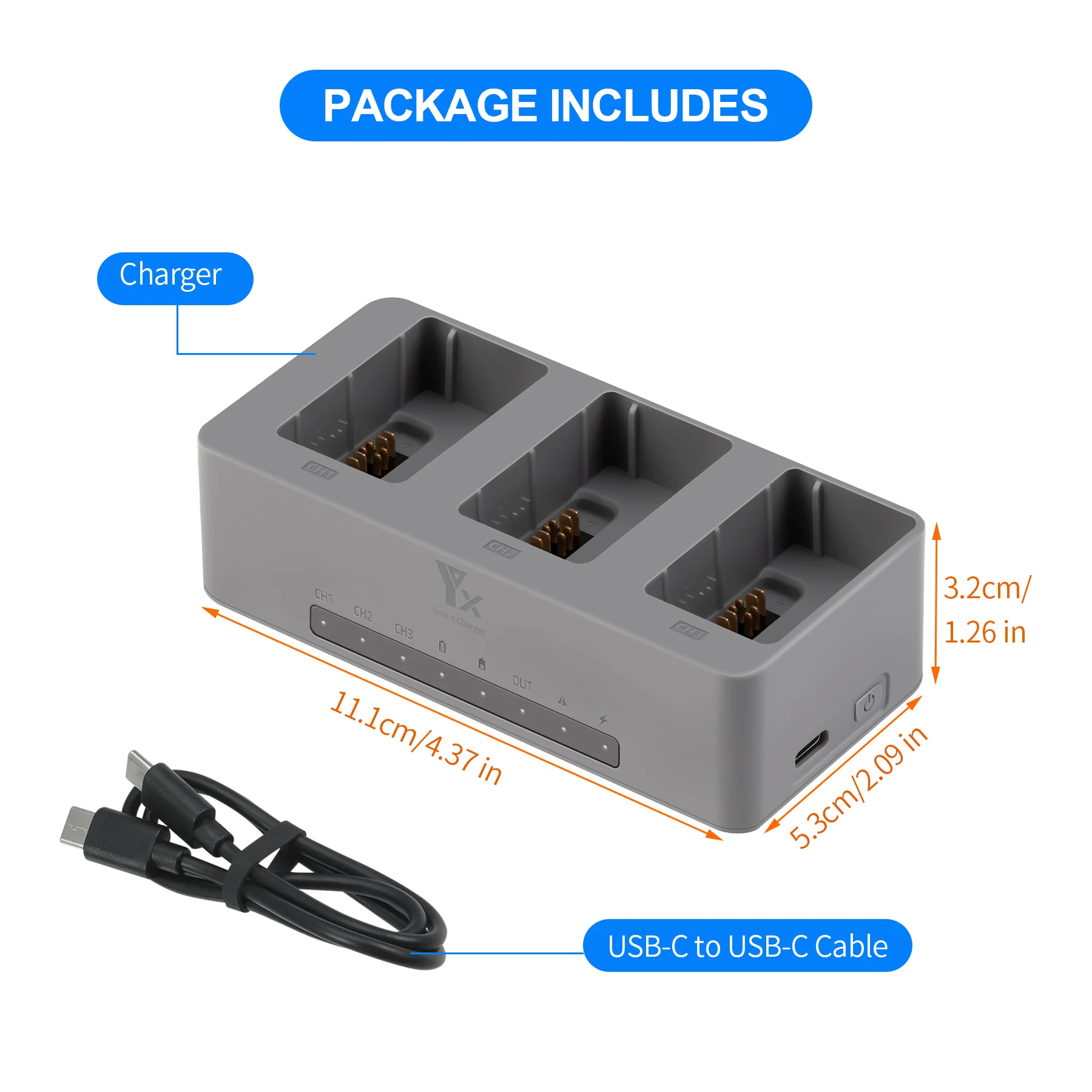 

Two-Way Charging Hub for DJI Avata 360 Battery Charger Manager 60W PD Fast Charge 3 Batteries Simultaneously ﻿