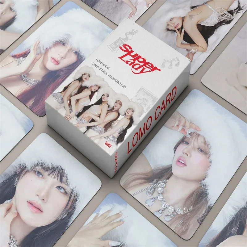 

55 шт. Idol Girl Group (G)I-DLE новый альбом Super Lady Lomo Card Yuqi HD Print Photocards SoYeon Minnie MiYeon ShuHua Fans Gift