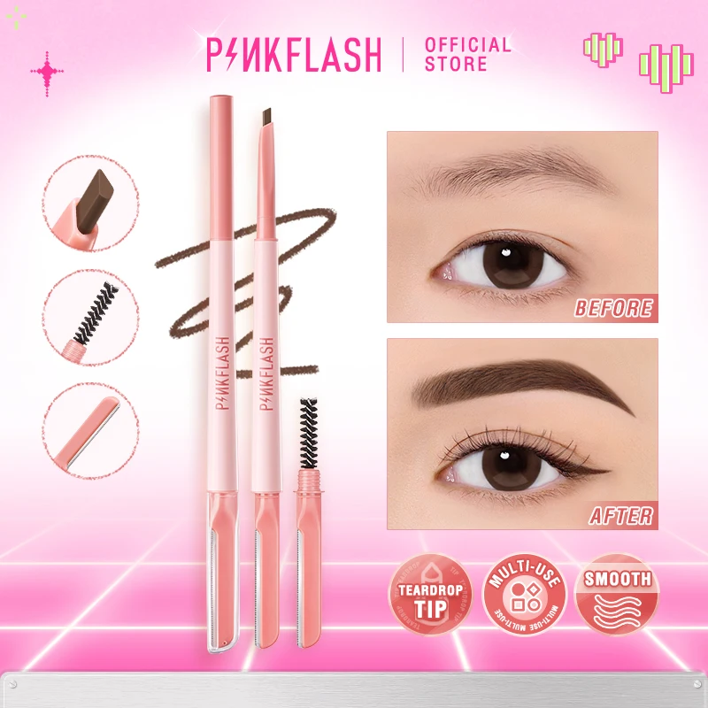 PINKFLASH 3 In1 Multi-use Eyebrow Pencil Waterproof Natural Eyebrow Enhancers Sweat-proof Eye Brow Tattoo Pen Makeup Cosmetics