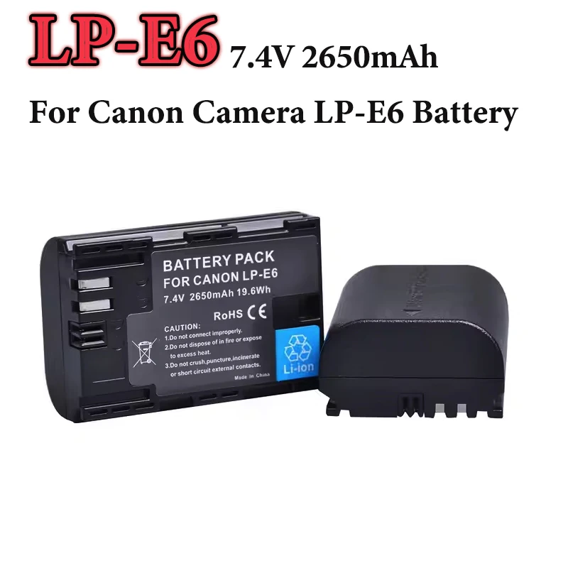 

LP-E6 LP E6 LPE6 Camera Battery 7.4V 2650mAh for Canon EOS 6D 7D 5D Mark II 5D Mark III 5D 60D 60Da 70D 80D 5DS 5DSR Camera