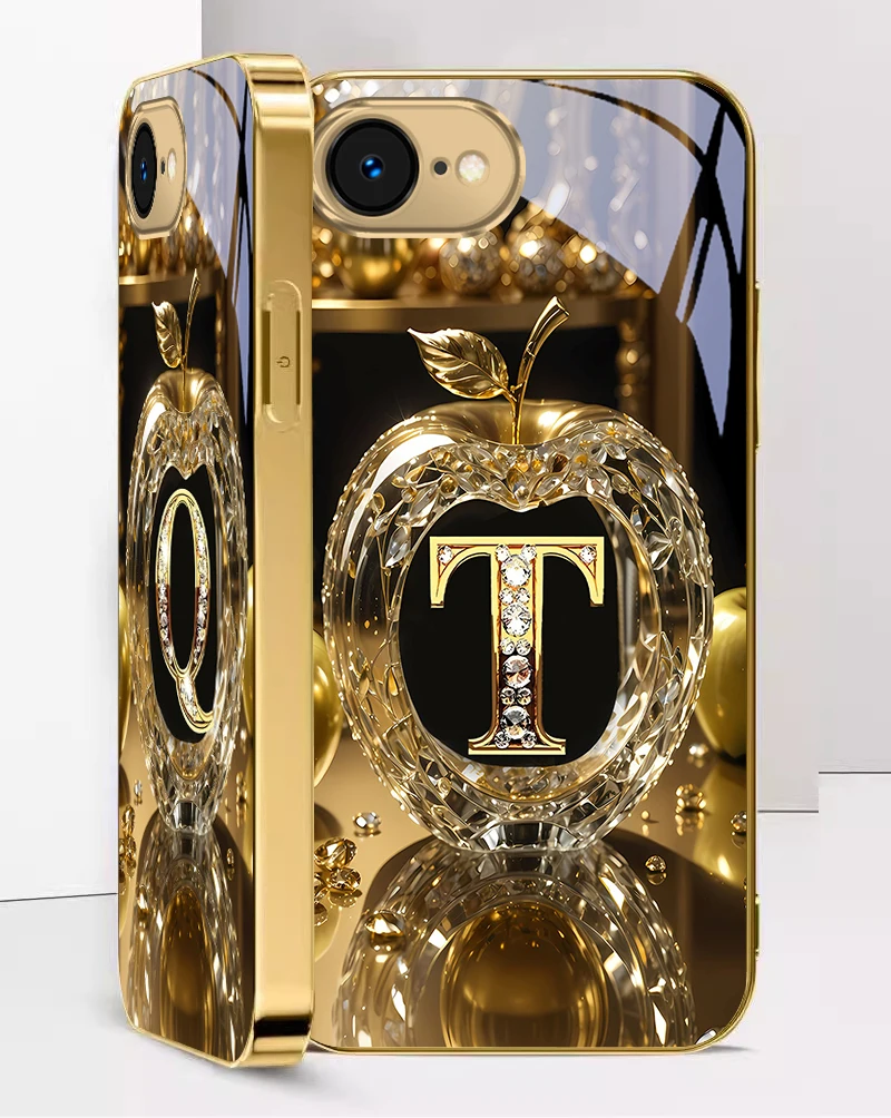 Exquisite Luxury Gold For IPhone 17 Pro Max 16 15 Pro 14 13 Plus 12 Mini 11 17 Air XR 16E 17ProMax Golden Glass Phone Case