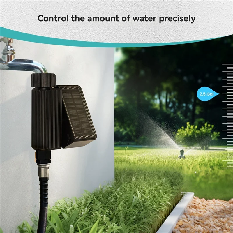 Tuya Solar Water Timed Irrigation Water Valve IP65 Waterproof Includes Soil Temperature And Humidity Detector US Interface-A09I