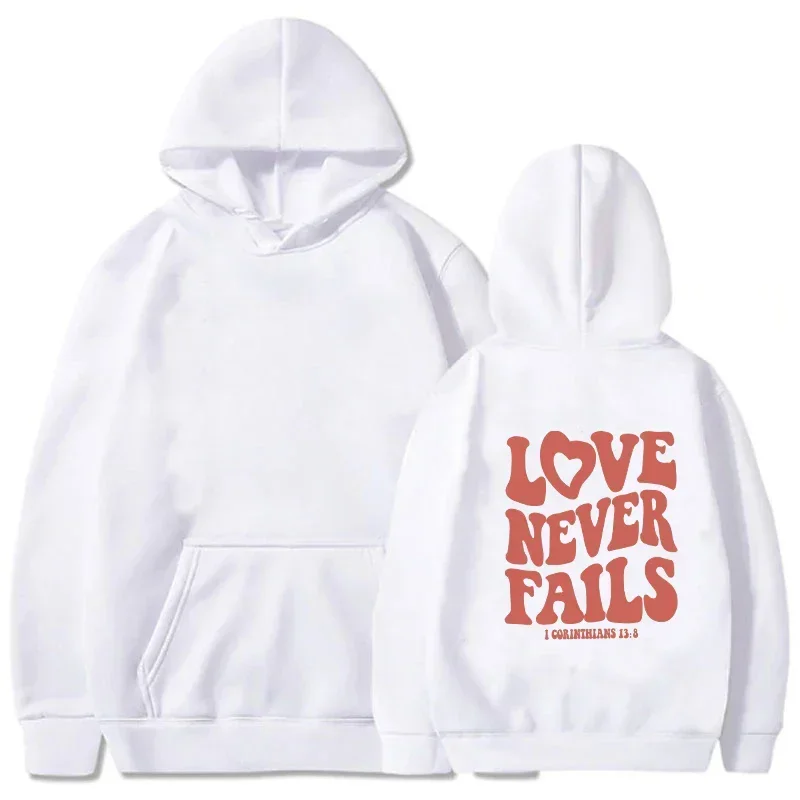 LOVE Never Falls Graphic Men's and Women's Long-sleeved Hoodies Vintage Casual Pullover Couple Street Fashion Streetwear