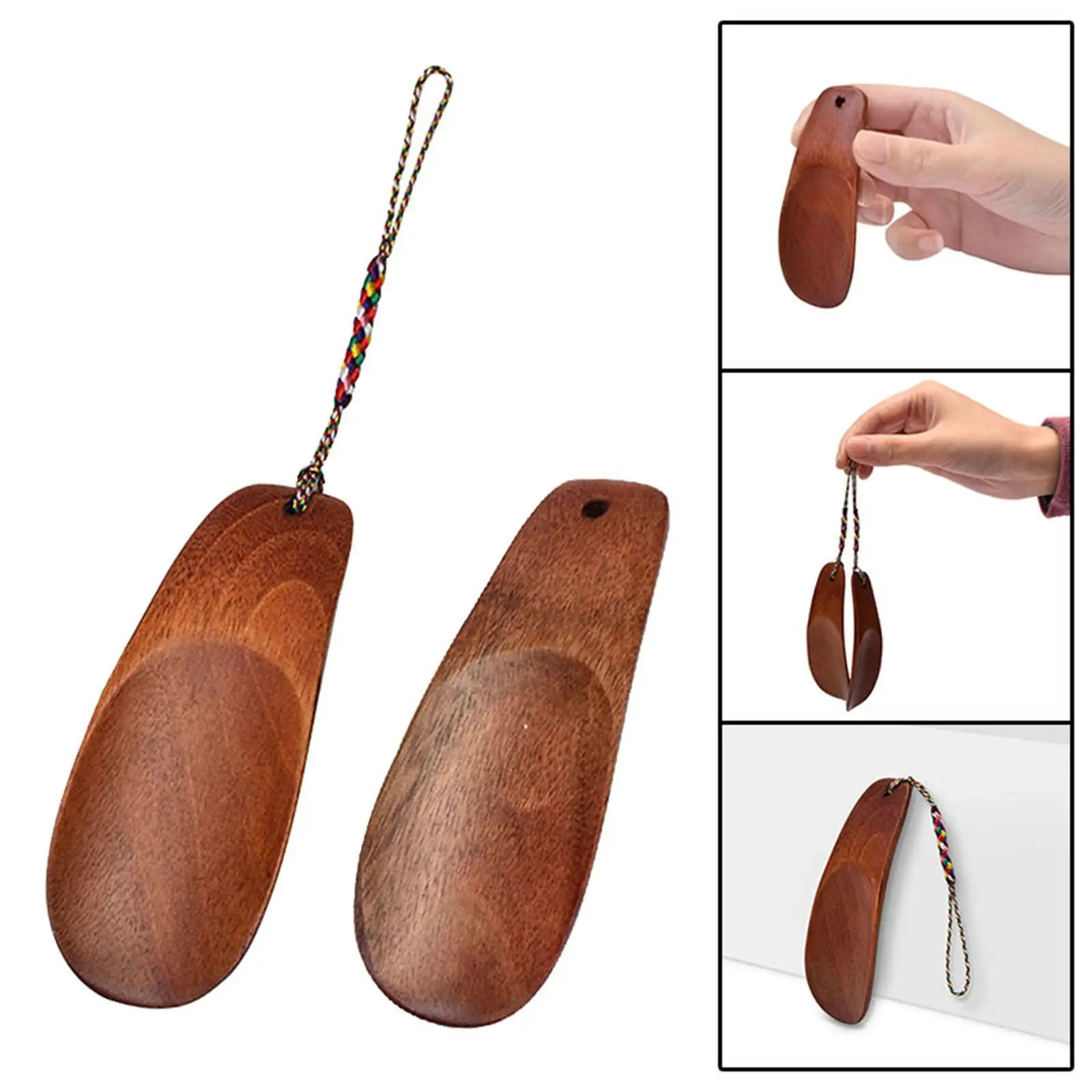 ملعقة حذاء خشبية للسفر، لبيسة حذاء صغيرة قوية ومدمجة لكبار السن #4