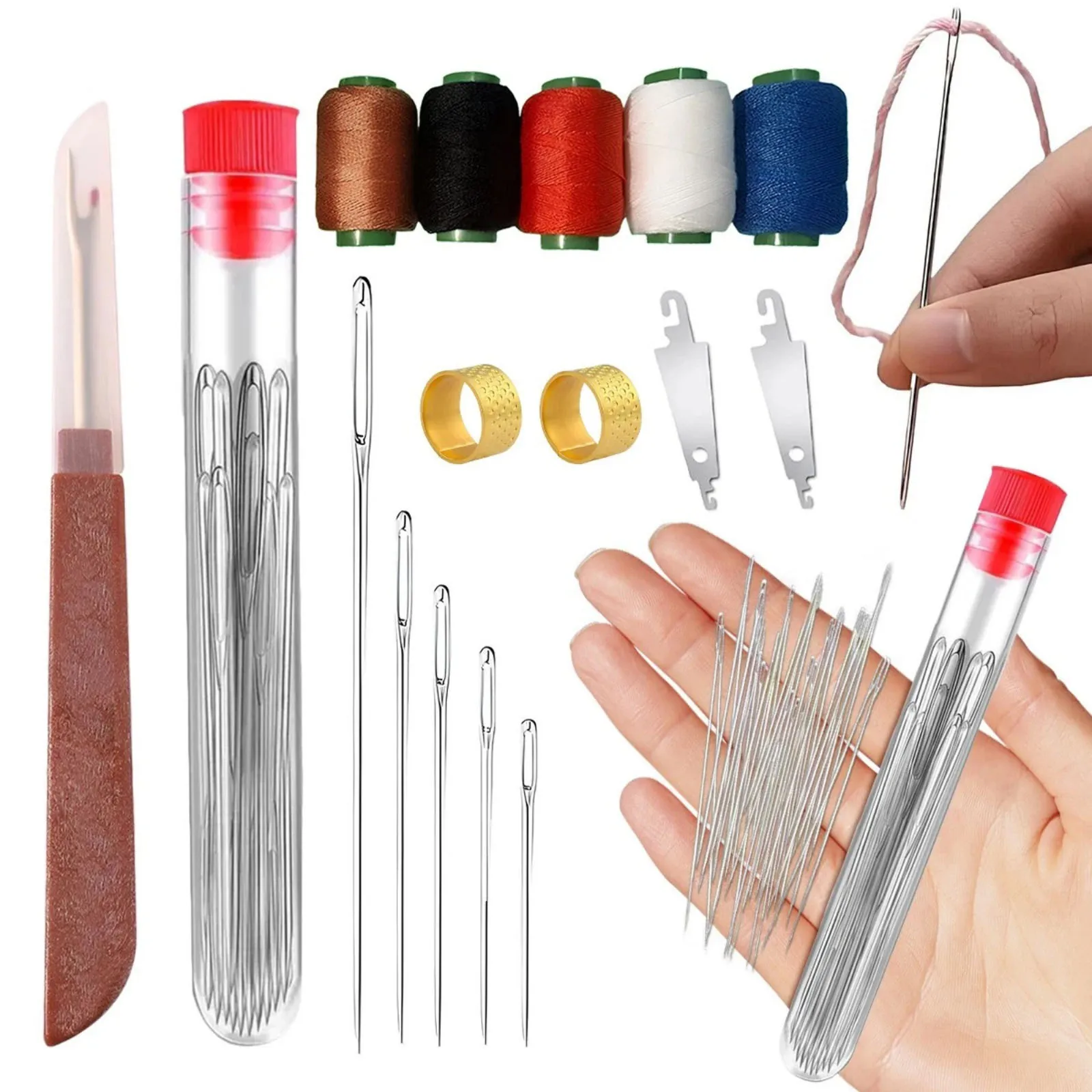 36 Pcs Sewing Kit Multi-Color Threads & Needles Portable Travel Hand Repair Tool Set for Home DIY Beginners Craft