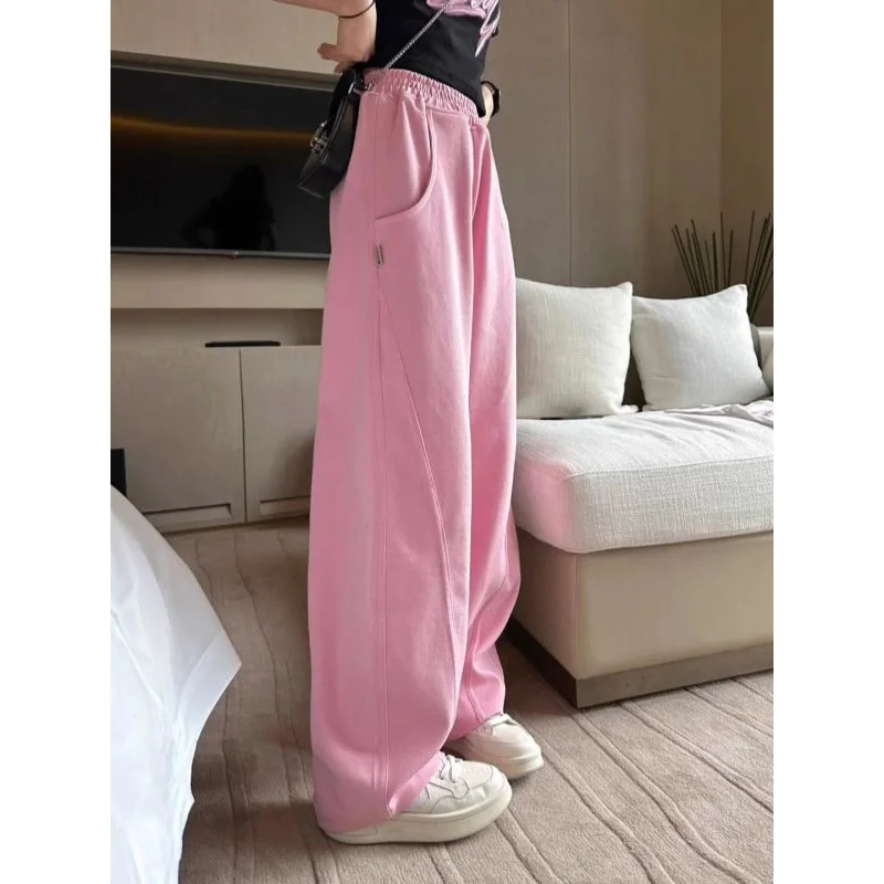 

2023 New Spring and Autumn Fashion Street Sports High Waist Sagging Loose Slim Versatile Solid Color Casual Wide Leg Pants