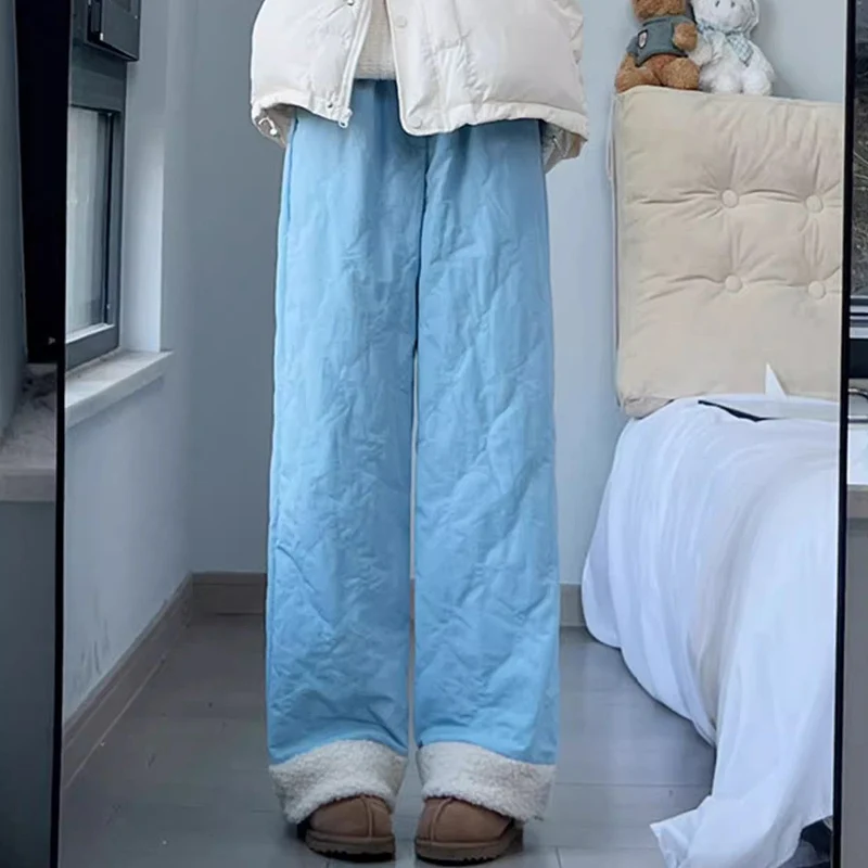 الشتاء سيدة الوردي الصوف رشاقته سراويل قطنية الإناث الثلوج الدافئة أفخم عالية الخصر السراويل النساء موضة السراويل اليومية الحرارية #5