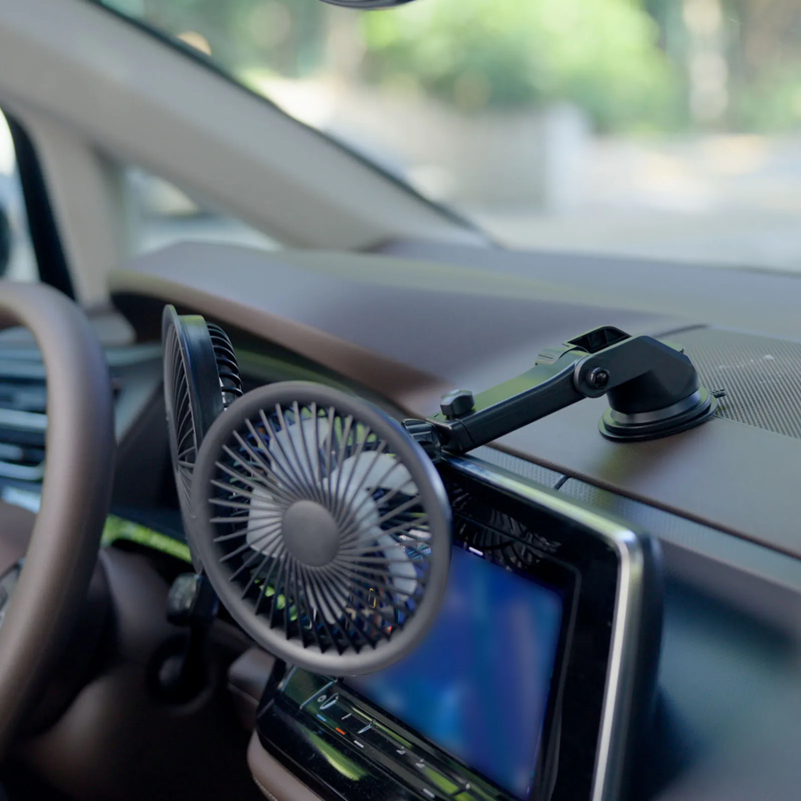 

Dual Head Dashboard Cooling Air Wall Fan with Suction Cup 3 Speeds Rechargeable Car Cooling Fan for Sedan SUV RV Truck