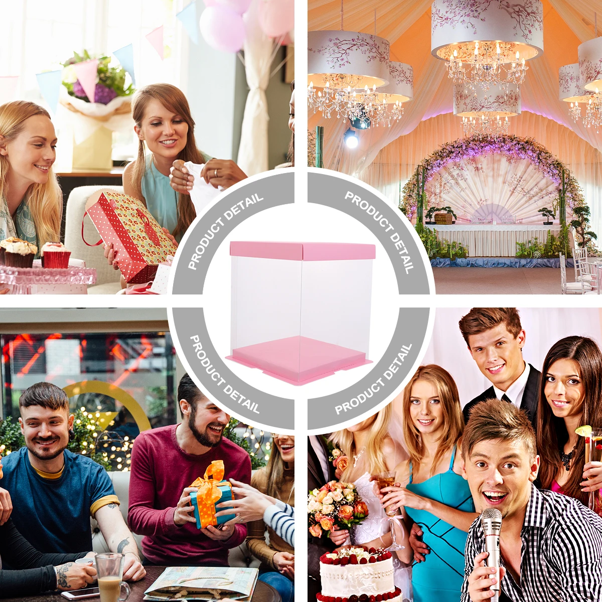 

4 Pcs Cake Box Easy to Assemble Heighten Party Favor The Pet Food Grade Packaging