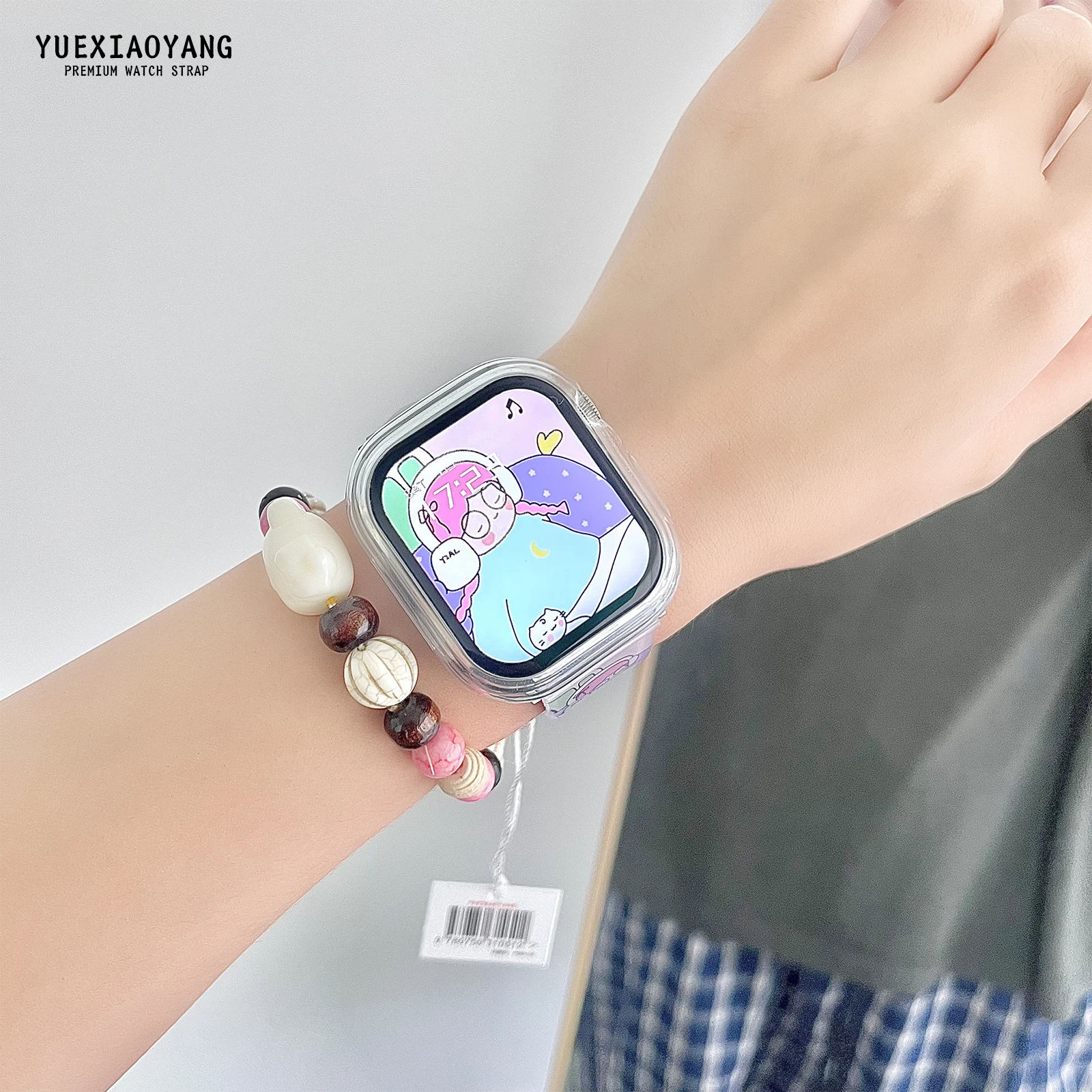 Correa con estampado de conejo para Apple Watch 10, 9, 8, pulsera reemplazable de silicona para iWatch de 46mm, 42mm, 41mm y 40mm, correa de reloj para regalo