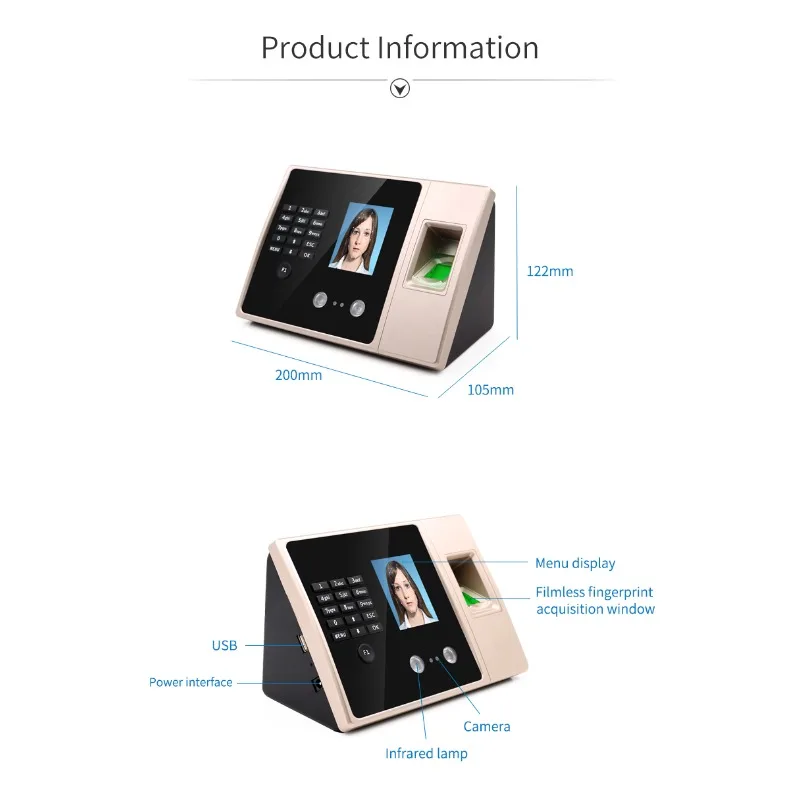 Biometrisches Gerät Gesichts erkennung Punch in Voice Prompt Touch Free Check-in-Maschine Englisch, Spanis, Portugiesisch, Chinesisch