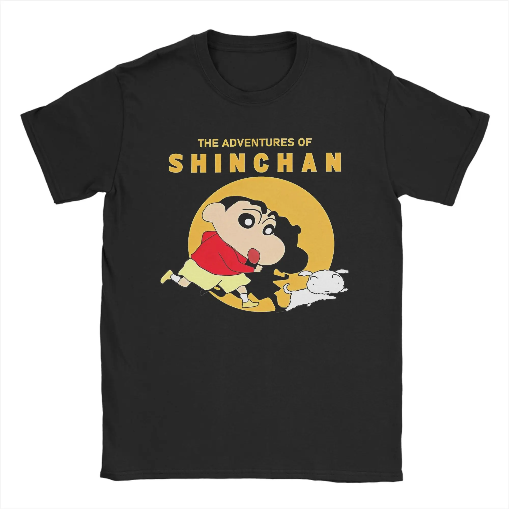 Funny The Adventure of Crayon Shin-chan T-Shirt Men Crew Neck Cotton T Shirt Funny Cartoon Short Sleeve Tee Shirt 4XL 5XL merch
