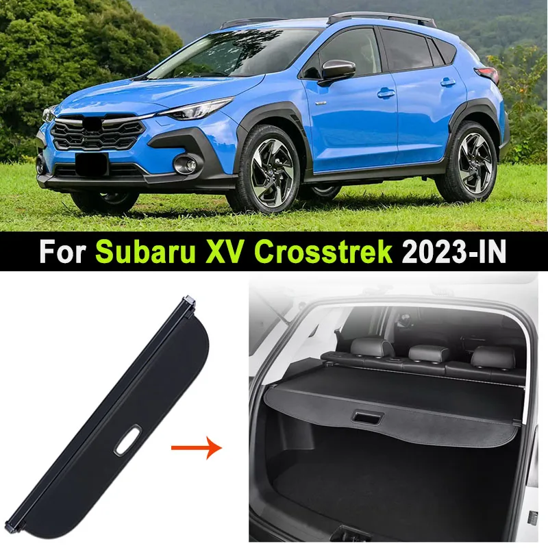 Car Rear Trunk Cargo Cover For Subaru XV Crosstrek 2023 2024-IN Luggage Tray Storage Security Shade Shield Curtain Mat Partition