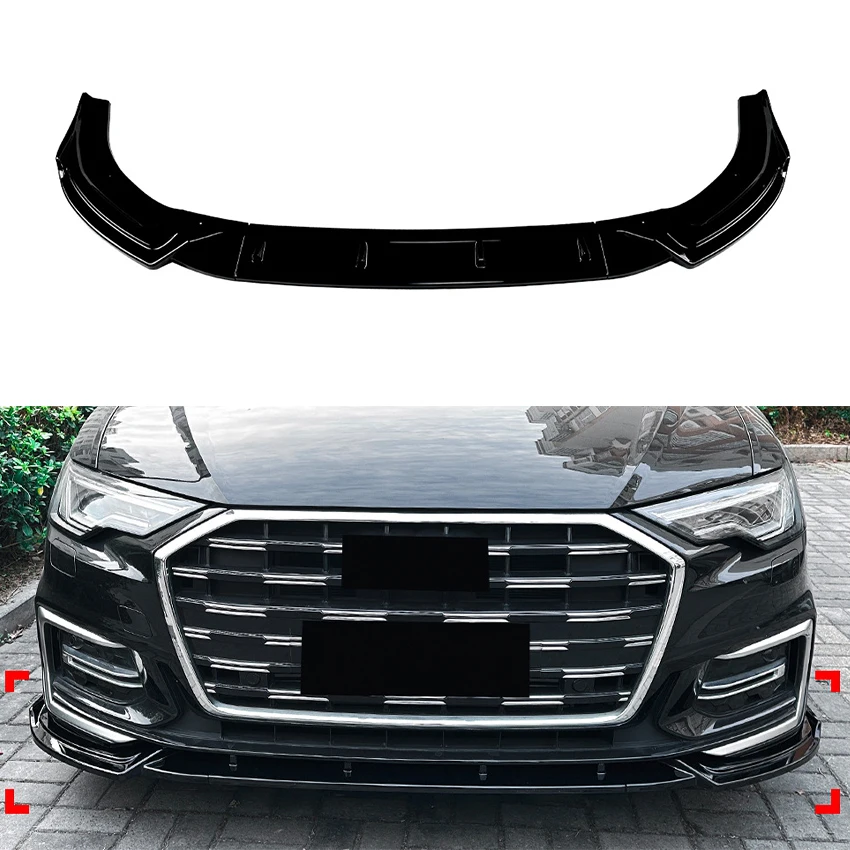 

Car Front Bumper Lip Spoiler Diffuser Splitters BodyKit Aprons Cover Guard Trim For Audi A6 C8 Sline 2018 2019 2020 2021-2025
