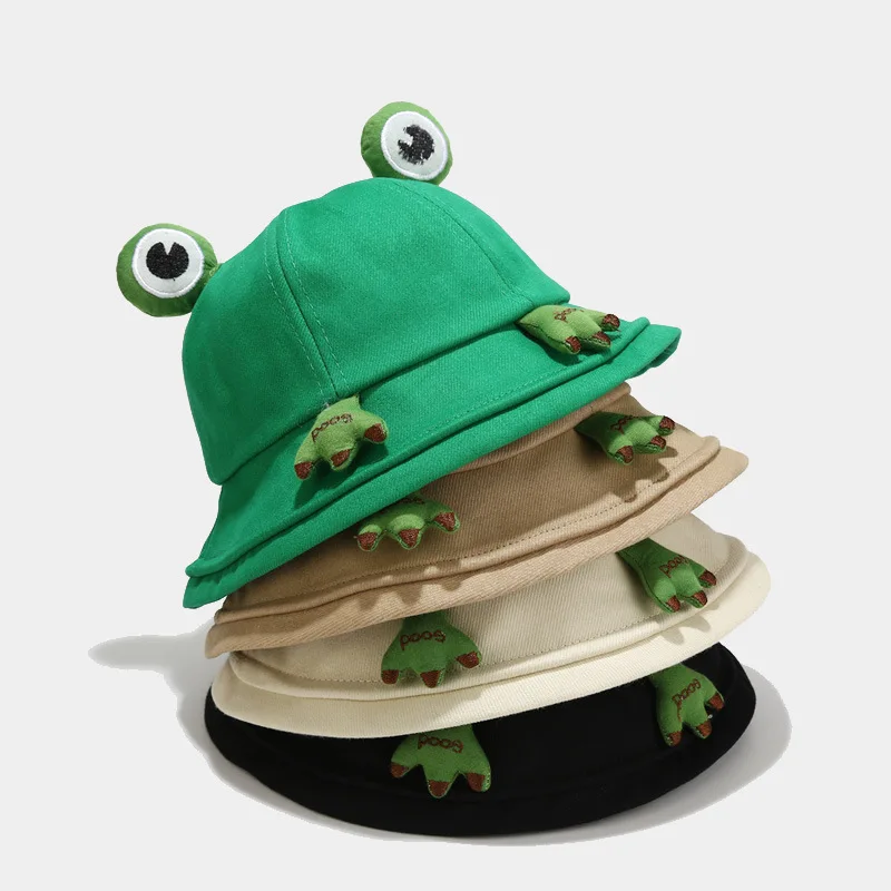 

Child-Parents Frog Bucket Hat For Women Summer Autumn Plain Female Panama Outdoor Hiking Beach Fishing Sunscreen Woman Bob Caps