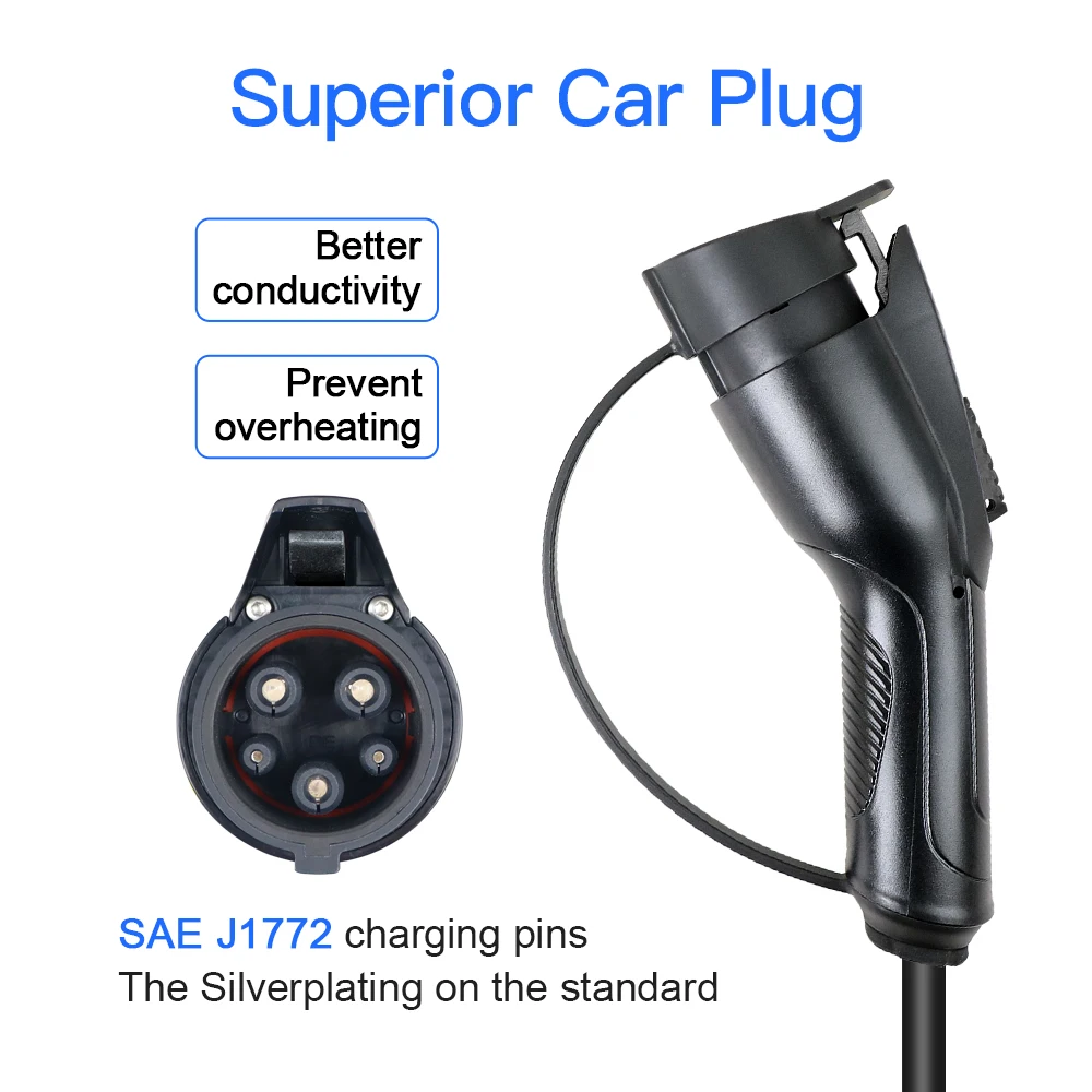 EV Charging Cable J1772 Type1 to Type2 Female to Male Plug 32A 16A 3M/3.5M Electric Vehicle Cord for Public Charger Station