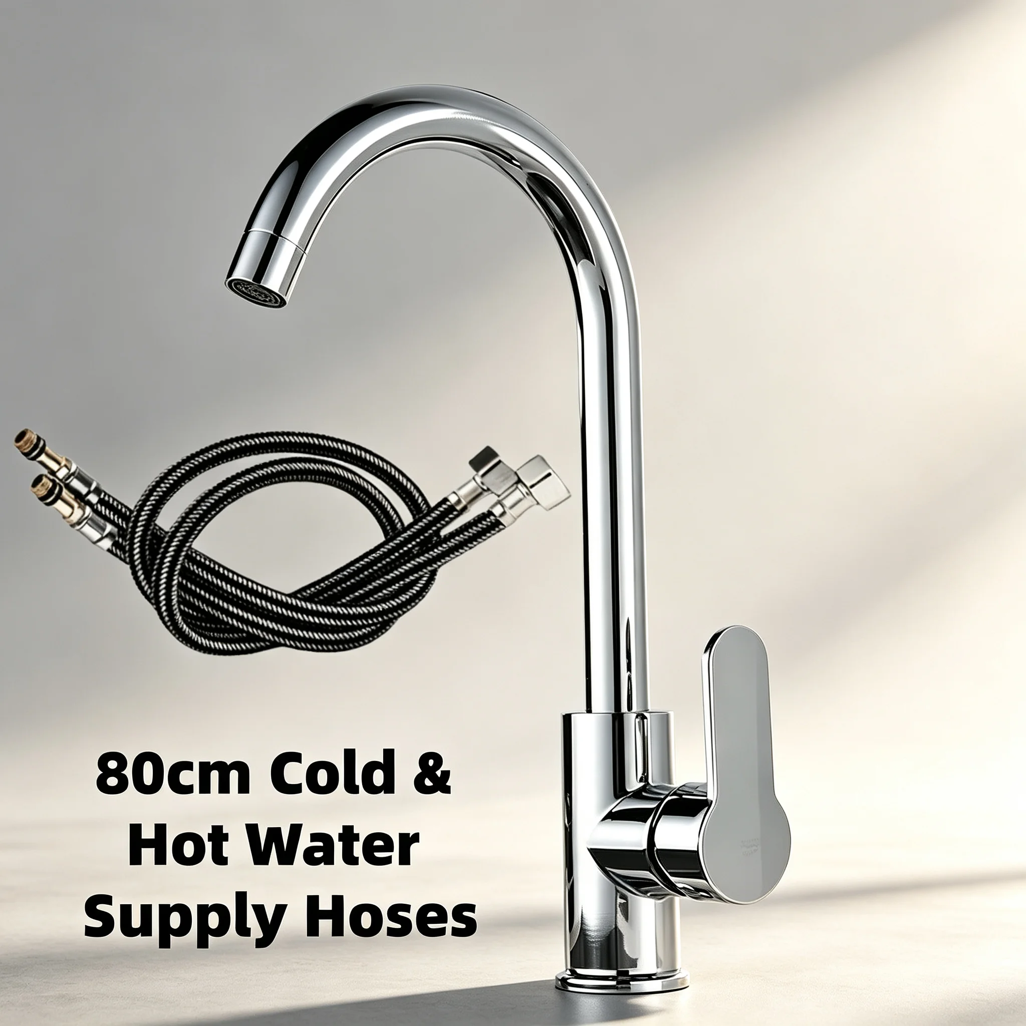 Single Handle Kitchen Faucet 360° Rqotatable High Arc Spout Rust Proof Easy Clean Durable Sink Tap for Home Kitchen