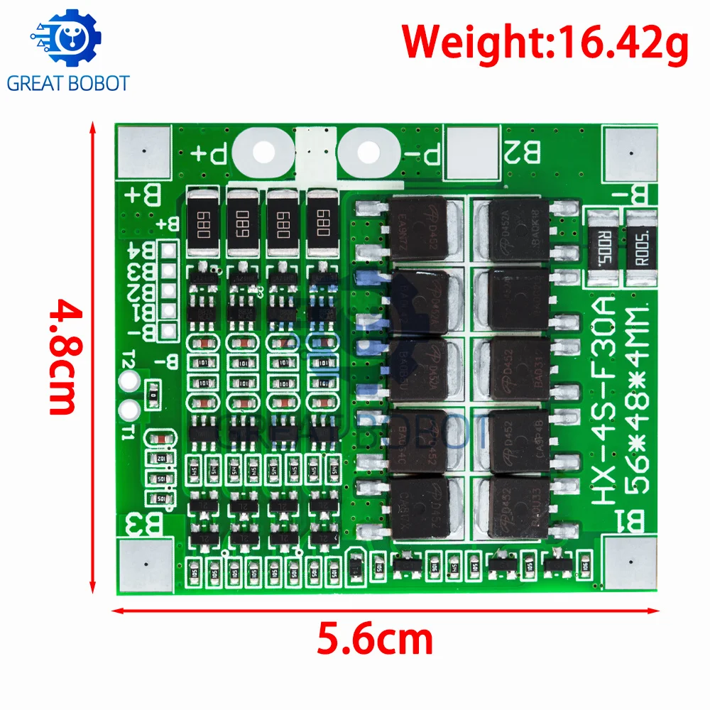 BS BMS 4S 3.2V 3.7V 30A LiFePO4 / Lithium Battery Charge Protection Board 12.8V 14.4V 18650 32650 Battery Packs With Balance