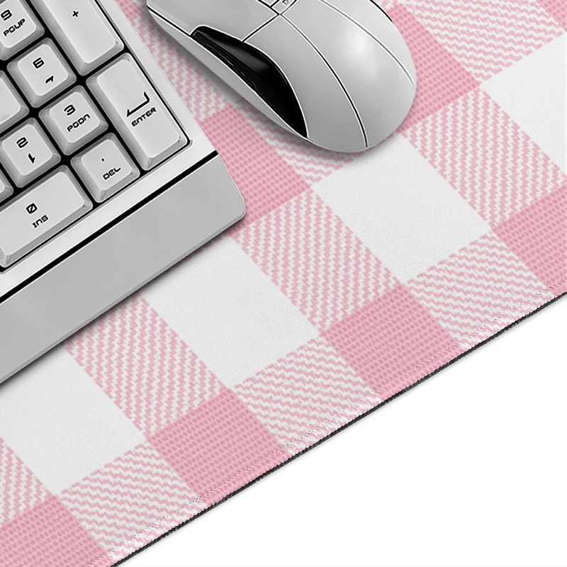 Mouse Pad Pink Gingham Plaid Gaming XL HD Mousepad XXL Mechanical Keyboard Pad Non-Slip Carpet PC Desktop Mouse Pad Mouse Mats