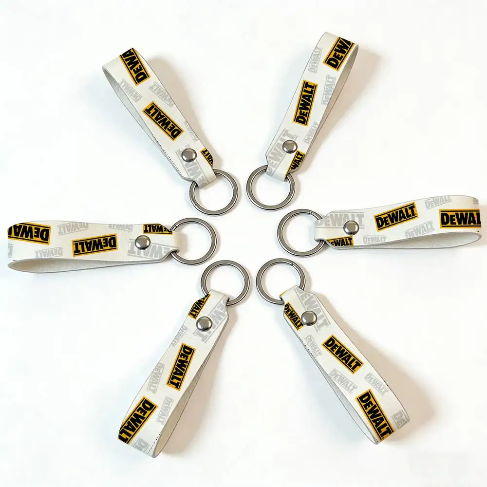 Fashion For Dewalt High Quality PU Leather Moto Keychain Vintage Style Key Pendant For Scooter Motocross