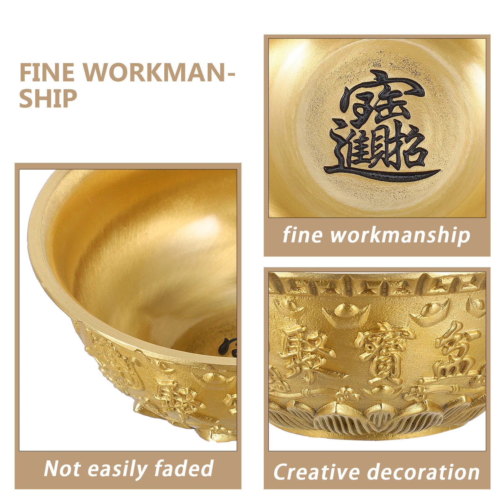 

Brass Treasure Ornament Wealth Luck Decor Home Office Temple Shop Gift Wealth Basin Ancestral Hall Treasure