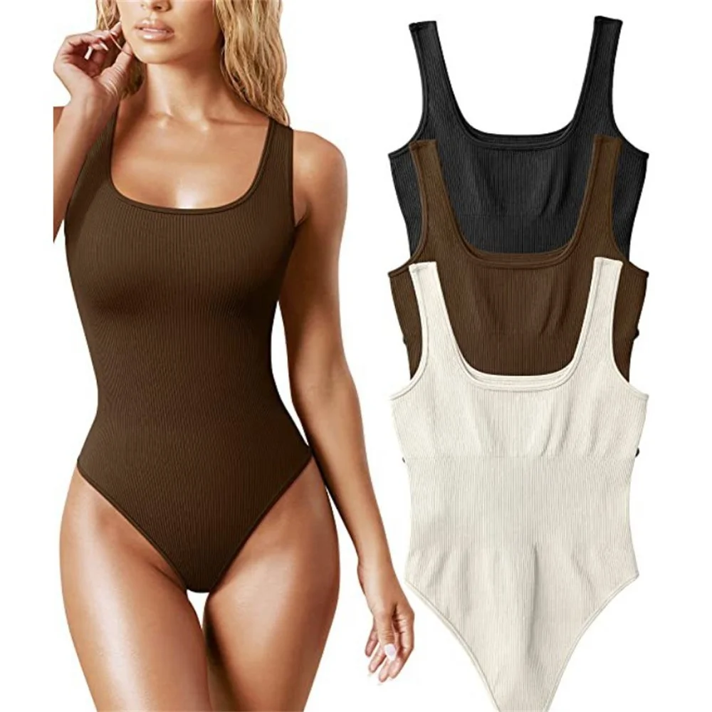 Jocoo Jolee Sleeveless Bodysuits for Women Summer Basic Ribbed  Sexy Crew Neck Racerback Tank Tops Body Suit Going Out