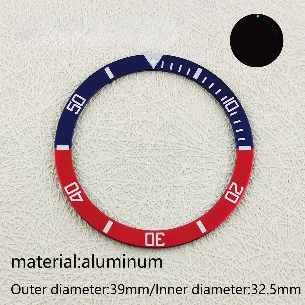 Bisel de reloj de 39mm x 32.5mm, bisel plano de aluminio SKX007 SKX009 SRPD, caja de reloj luminosa, accesorios de reloj de celebridades DIY