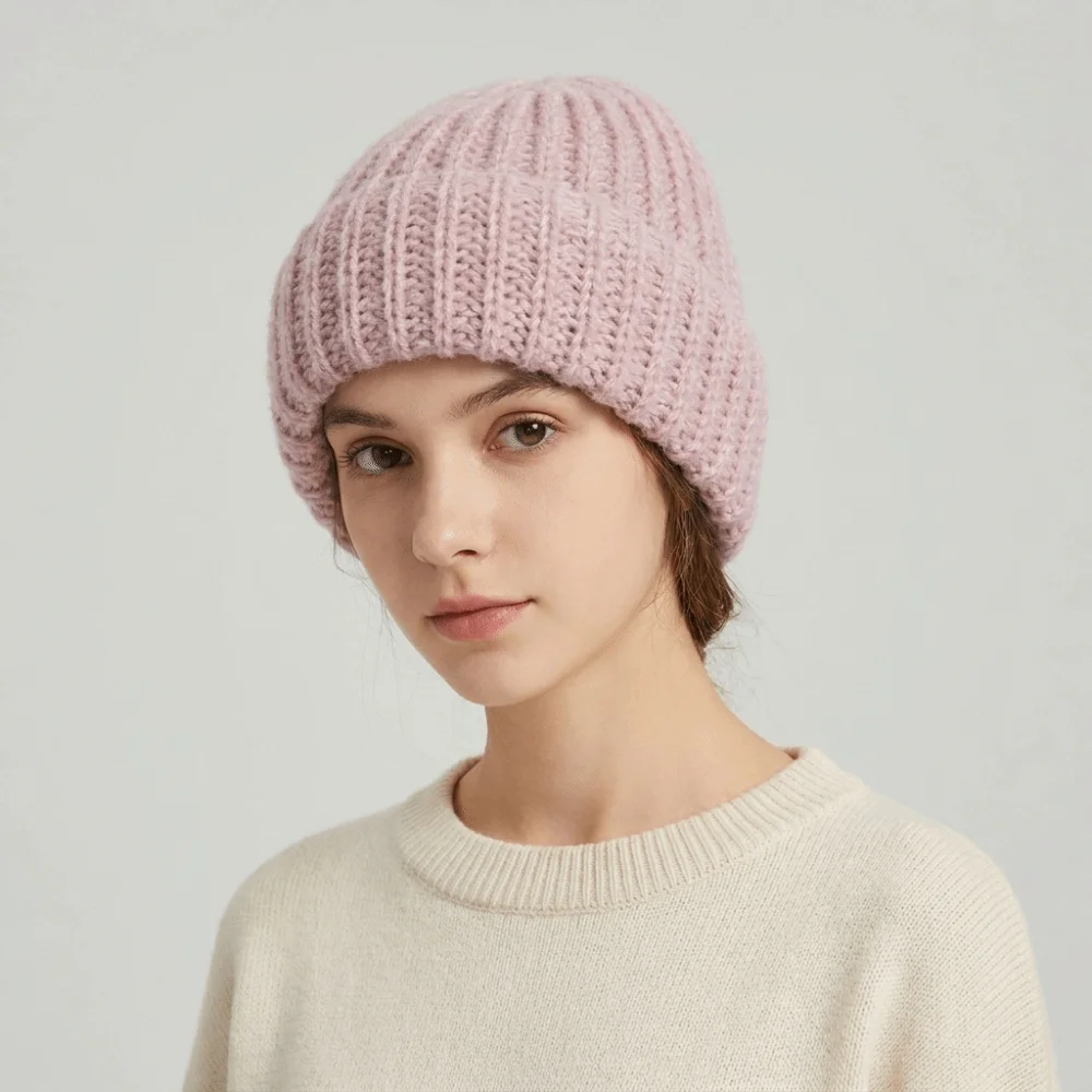 Einfarbige Winter-Sturmhaube Winddichter Nackenwärmer Vollgesichts-Pullover-Mütze Ohrenschutz-Mütze Ohrenklappen-Ski-Strickmaske – Detail 4